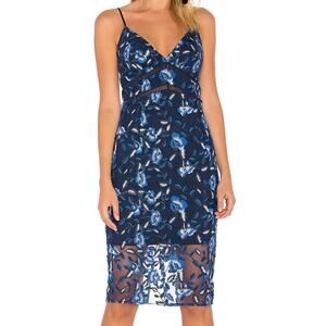 REVOLVE Bardot Sapphire Floral Blue Lace Midi Dress ASO Jane The Virgin